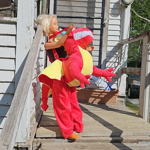 Hyde and EEK Boutique Toddler Dragon Rider Plush Halloween Costume Red Dress - Picture 3 of 7